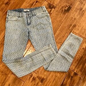 Free People Diamond Checkered Pattern Skinny Jeans